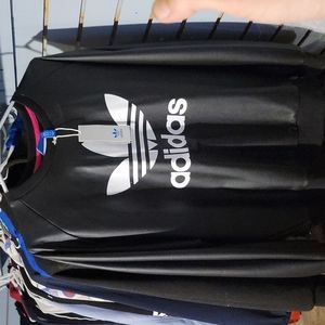 Black Leather Adidas Crew Neck Sweater